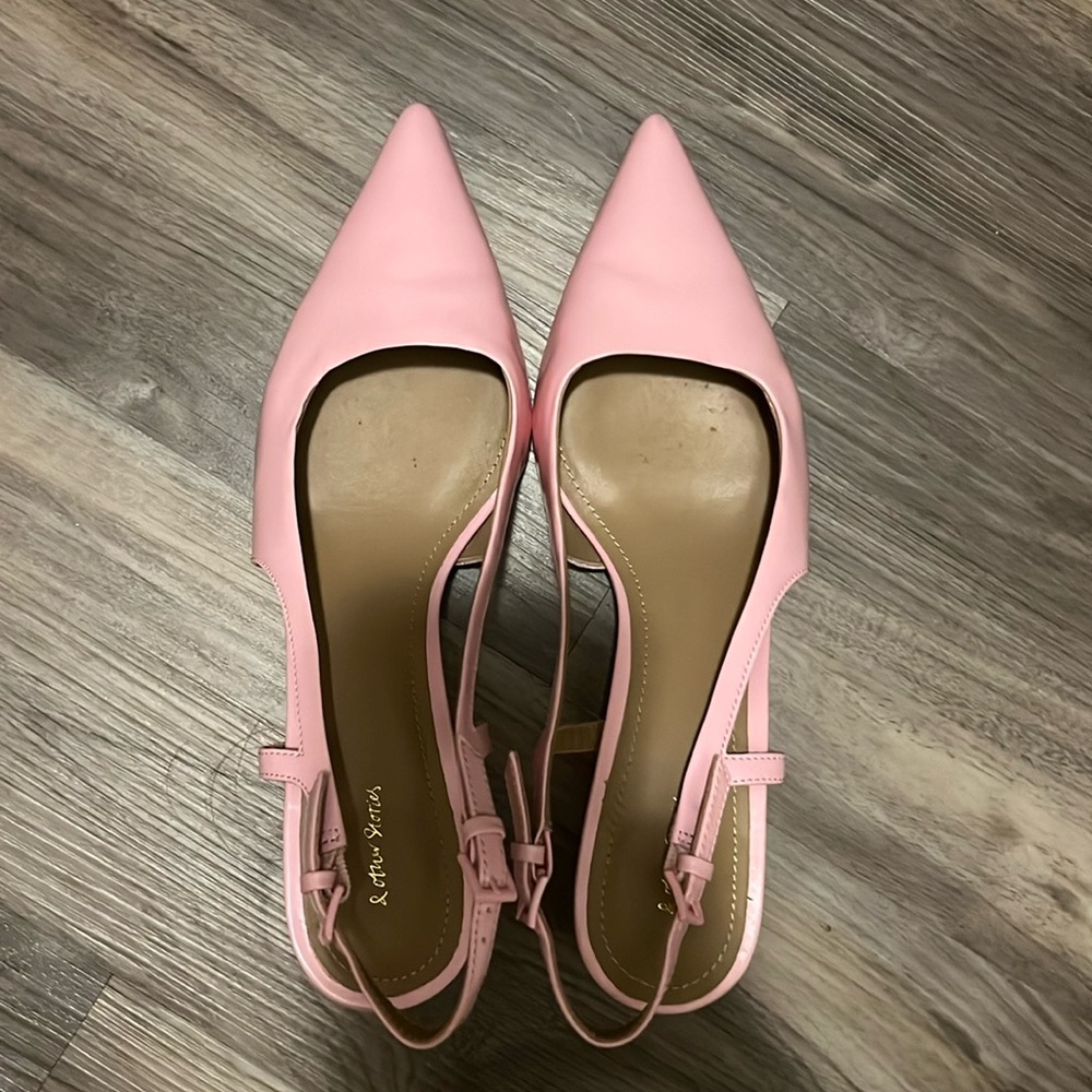 Pink kitten sling back heels